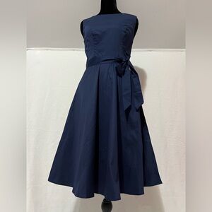 Vedtrend Navy Blue Retro Style Dress Size Small Sleeveless Knee Length Cotton